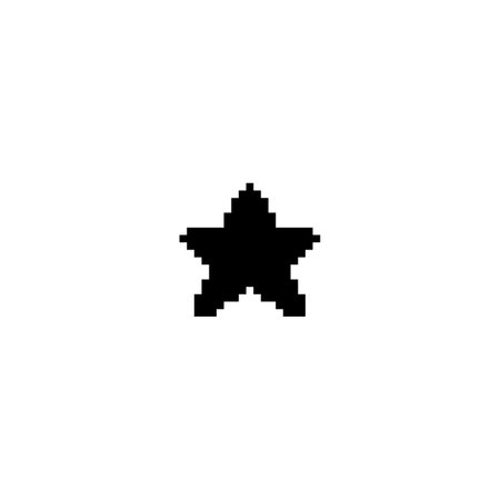 Pixel vector of five-pointed star in black color in abstract geometric Y2K design.