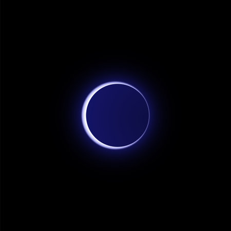 Moon or solar eclipse, vector realistic almost full planet eclipse in dark universe, white shiny...