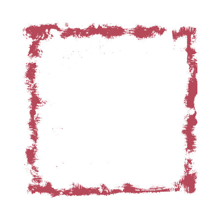 Grunge frame burgundy color, vector paintbrush strokes square border with scratched rough edges, chalk textured linesのイラスト素材