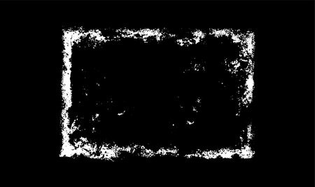 Grunge white frame with scratched rough edges, vector overlay dirty paintbrush strokes rectangle border, spatter traceのイラスト素材