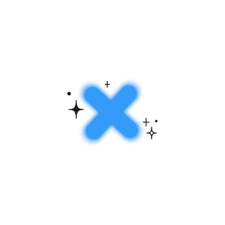 Y2k design. Gradient aura vector, blurred blue cross with abstract linear elements.のイラスト素材