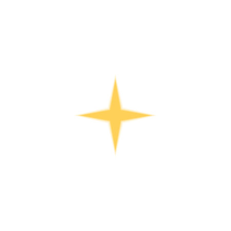 Four pointed star Y2K gradient blurred element, yellow light star flare aura, sparkle, glitter,...