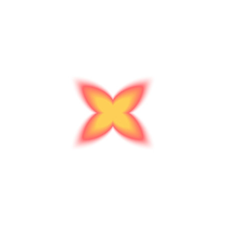 Sparkle star red and yellow gradient blurred element, vector Y2K soft flower decoration with aura, flash effect shapeのイラスト素材
