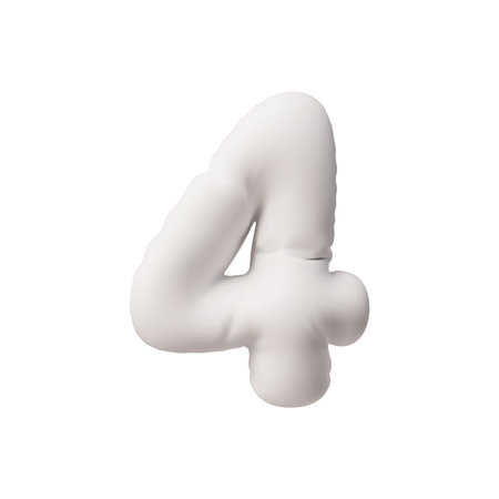 Inflated, realistic number four. 3d icon.のイラスト素材