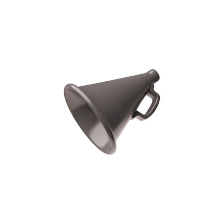 Vintage black megaphone 3D plastic cartoon style icon, realistic retro loudspeaker, bullhorn, sound horn for announcingのイラスト素材