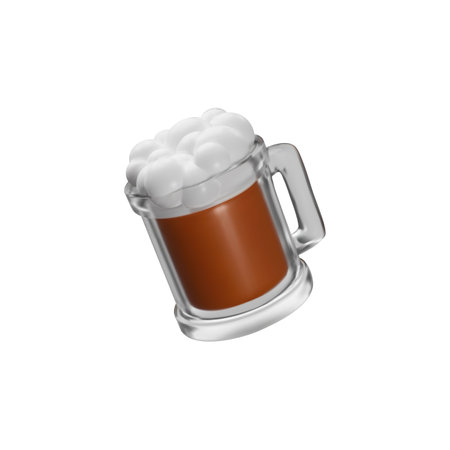 Vector 3d illustration of glass mug with handle, dark beer and foam.のイラスト素材