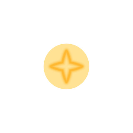 Four pointed star Y2K gradient blurred element, vector yellow star outline aura in circle, sparkle glitter effect symbolのイラスト素材