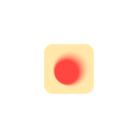 Red circle silhouette gradient blurred element in yellow square, soft round vector icon, Y2K circle shape with auraのイラスト素材