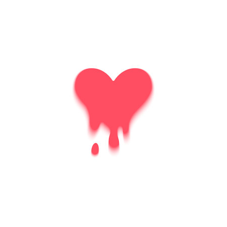Red hurt heart with dripping blood gradient blurred vector element, injured heart with aura, Y2K broken love symbolのイラスト素材