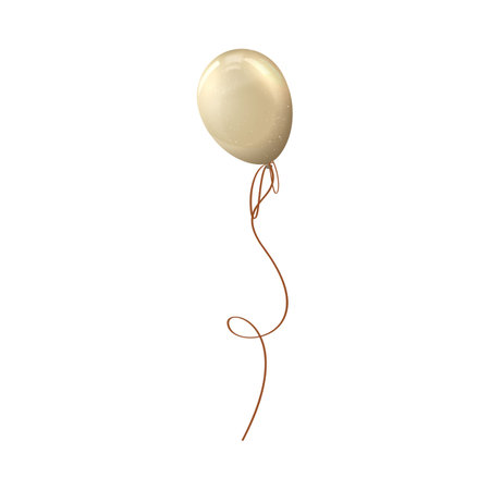 Realistic glitter golden inflated balloon on ribbon, vector holiday party, birthday anniversary festive 3d decorationのイラスト素材