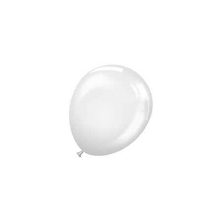Realistic white inflated balloon, vector holiday party, birthday air decoration, festive 3d glossy foil helium balloonのイラスト素材