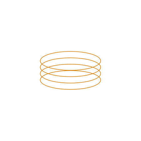 Vertical row of parallel rings isometry outline model, y2k abstract orange linear circles figure, geometric round shapesのイラスト素材