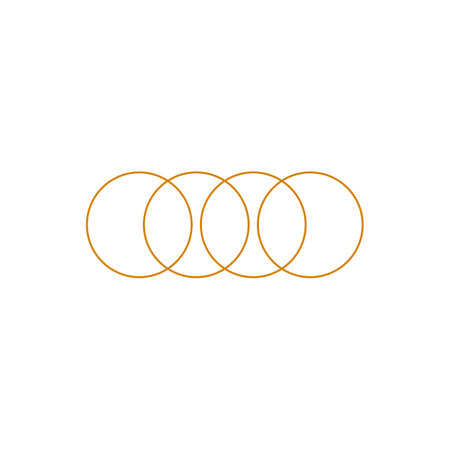 Row of orange parallel rings y2k line art, abstract outline model, Boho linear circles figure, geometric round shapesのイラスト素材