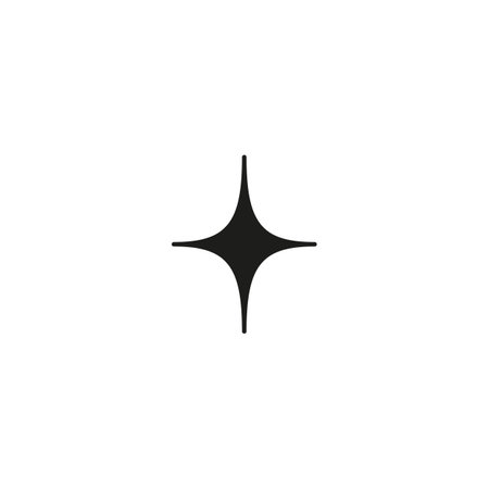 Four pointed star Y2K aesthetic element, abstract black light star flare shape, sparkle, glitter vector Boho symbolのイラスト素材