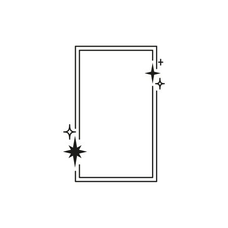 Y2K aesthetic double line border, vector abstract black rectangle linear frame with stars and sparkles, Boho line artのイラスト素材