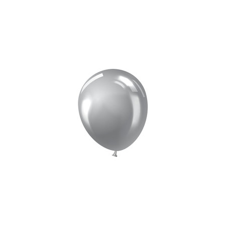 Silver inflated balloon vector icon, holiday party birthday air realistic decoration, festive 3d metallic helium balloonのイラスト素材