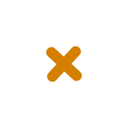 Orange cross shape Y2K vector flat icon, symbol x cross, multiply sig, crosshair shape Boho graphic,...