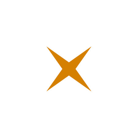 Four pointed star Y2K aesthetic element vector icon, abstract orange light star flare shape, sparkle glitter Boho symbolのイラスト素材
