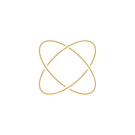 Abstract linear shape of atom icon, boho style. Y2k.のイラスト素材