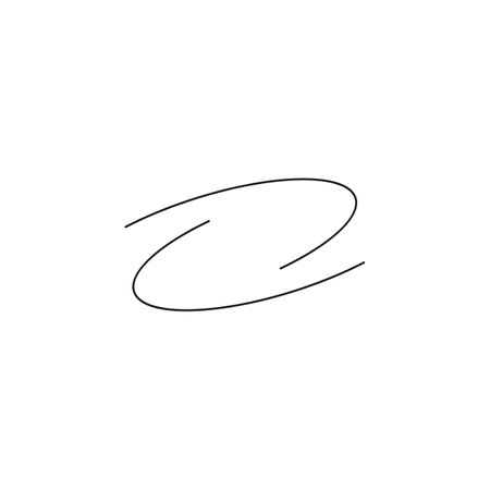 Black two parts of rings, vector aesthetic y2k line art, abstract rounded stripes sections, science minimal Boho styleのイラスト素材
