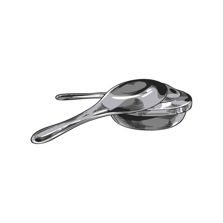 Vector black and white sketch of fondue burner, hand drawn.のイラスト素材