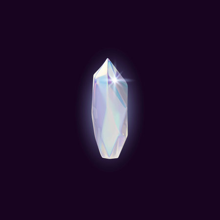 Diamond 3D vector icon, realistic gem stone pearl shine and sparkle effect, render dazzling crystal jewelry on darkのイラスト素材