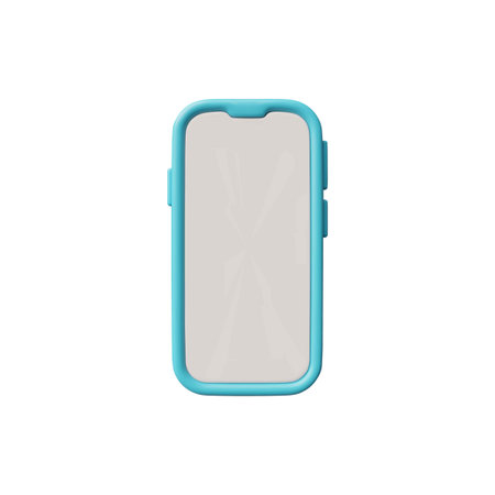 Mobile smartphone with white blank screen 3D vector icon, realistic gadget with empty screen with blue case device phoneのイラスト素材
