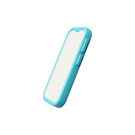3d vector illustration of smartphone with blue frame and blank screen.のイラスト素材