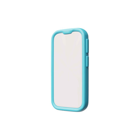 Mobile smartphone with white blank screen 3D vector icon, realistic gadget with empty screen with blue case templateのイラスト素材