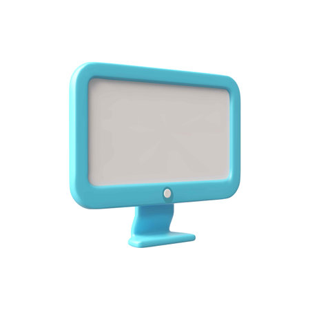 Computer monitor with empty white screen 3D vector icon, realistic device display in blue case isometric view mock upのイラスト素材