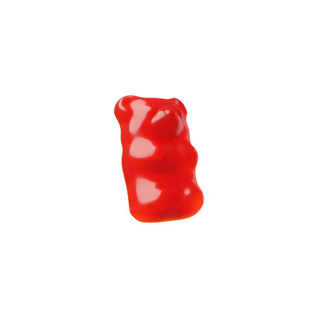 Red chewy jelly gummy bear 3D cartoon vector icon, sweet candy dessert, volume bright animal marmalade confectioneryのイラスト素材