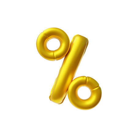 3D golden percentage sign from an inflated balloon vector icon, discount tag, Black Friday sale special offer symbolのイラスト素材