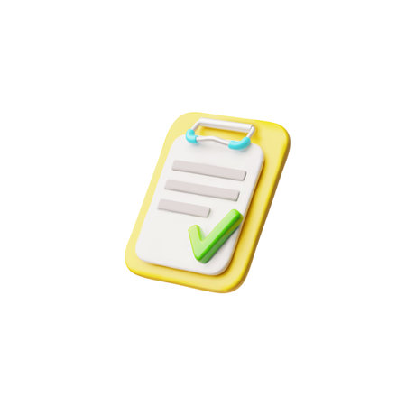 3D design of folder with checklist and green check mark. Project or report closure concept.のイラスト素材