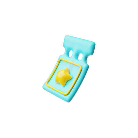 Cinema ticket, voucher or coupon blank 3D plastic cartoon vector icon, adhesive paper price label, discount or sale tagのイラスト素材