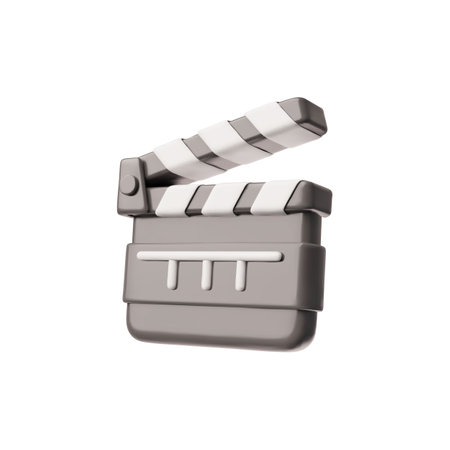 Film clapper 3D plastic cartoon style vector icon, realistic movie clapper board, cinema production sign, filmmakingのイラスト素材