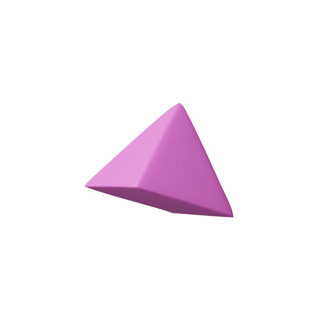 Geometric 3D triangle pyramid shape plastic cartoon style vector icon, basic voluminous geometry figure for educationのイラスト素材