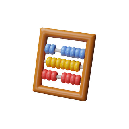 Abacus 3D vector icon, realistic colorful abacus with wooden frame, stationary for mathematics and...