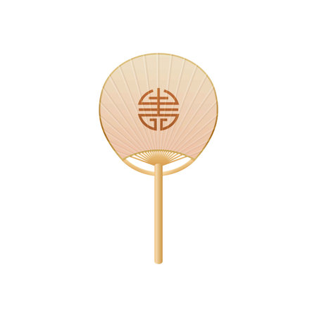 Vector illustration of bamboo round fan with lettering meaning durability.のイラスト素材