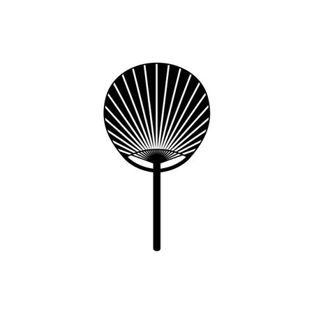 Vector illustration of black silhouette of bamboo Asian fan.のイラスト素材