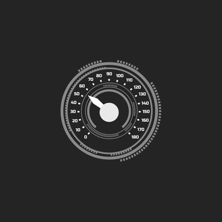 Auto speedometer dashboard digits scale, monochrome gray car speed gauge, vector accelerate indicator, progress barのイラスト素材