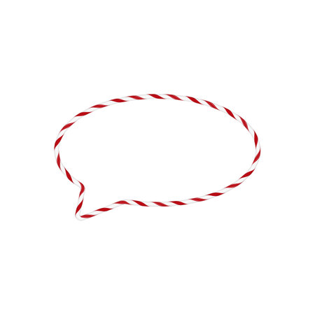 Christmas candy cane speech bubble with red and white twisted stripes, chatting box candy pattern vector festive messageのイラスト素材
