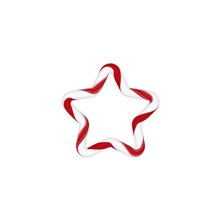 Candy cane Christmas vector decoration, star frame from red and white twisted stripes, New Year holiday ornament borderのイラスト素材
