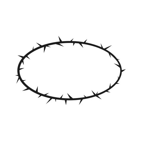 Abstract oval black frame made of blackthorn or grapevine branch with thorns.のイラスト素材