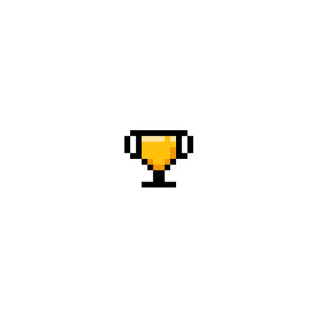 Champion cup pixel vector icon, golden sport game victory cup, best achievement, goblet trophy award, 8 bit winner prizeのイラスト素材