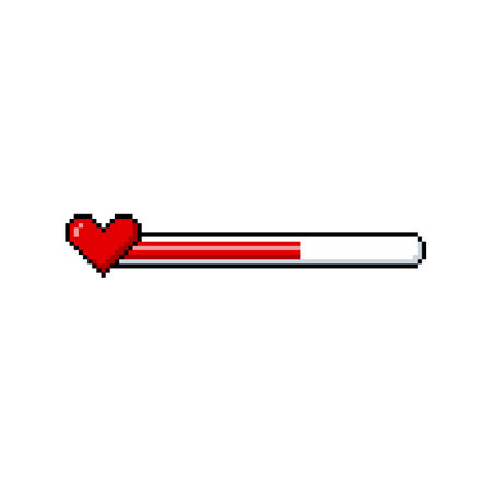 Vector illustration of a pixel life indicator with a red heart.のイラスト素材