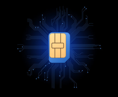 3D Mobile SIM Card. User identification and data storage. Wireless communication.のイラスト素材