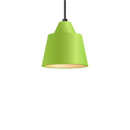 Realistic illustration of ceiling lamp with green lampshade.のイラスト素材