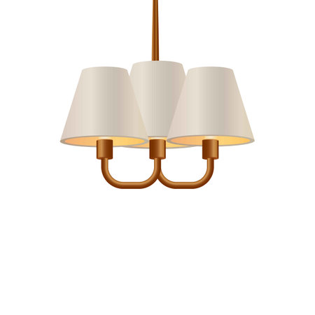 Vector illustration of ceiling lamp with three shades. Interior lighting.のイラスト素材