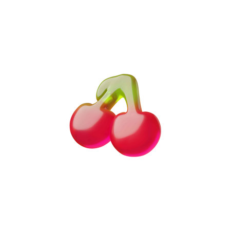 3D vector icon of marmalade jelly in the shape of red cherries.のイラスト素材