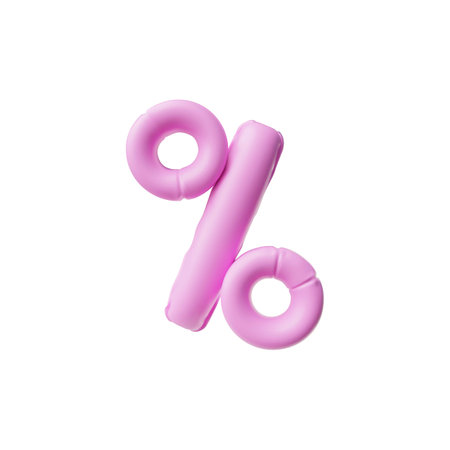 3D percentage sign from pink inflated balloon, vector discount and low price tag, Black Friday sale special offer symbolのイラスト素材